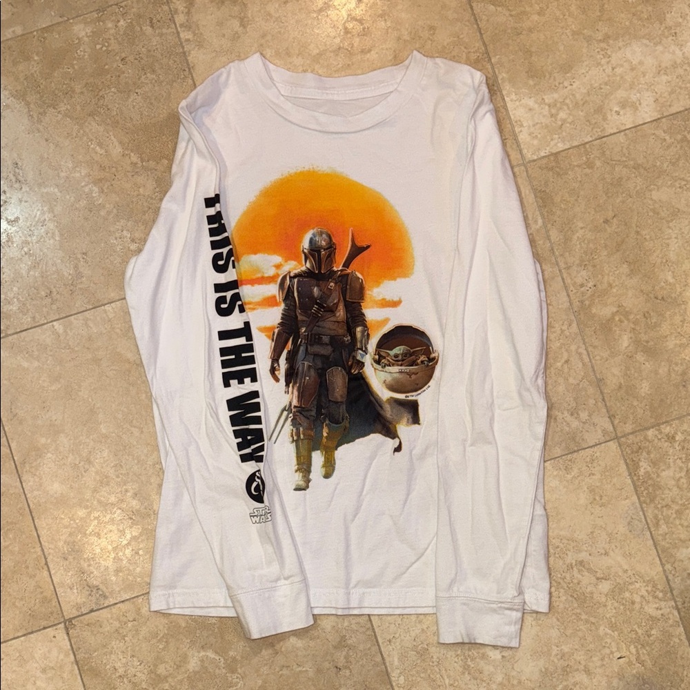 Abercrombie Kids Mandolorian Star Wars long sleeve white tee